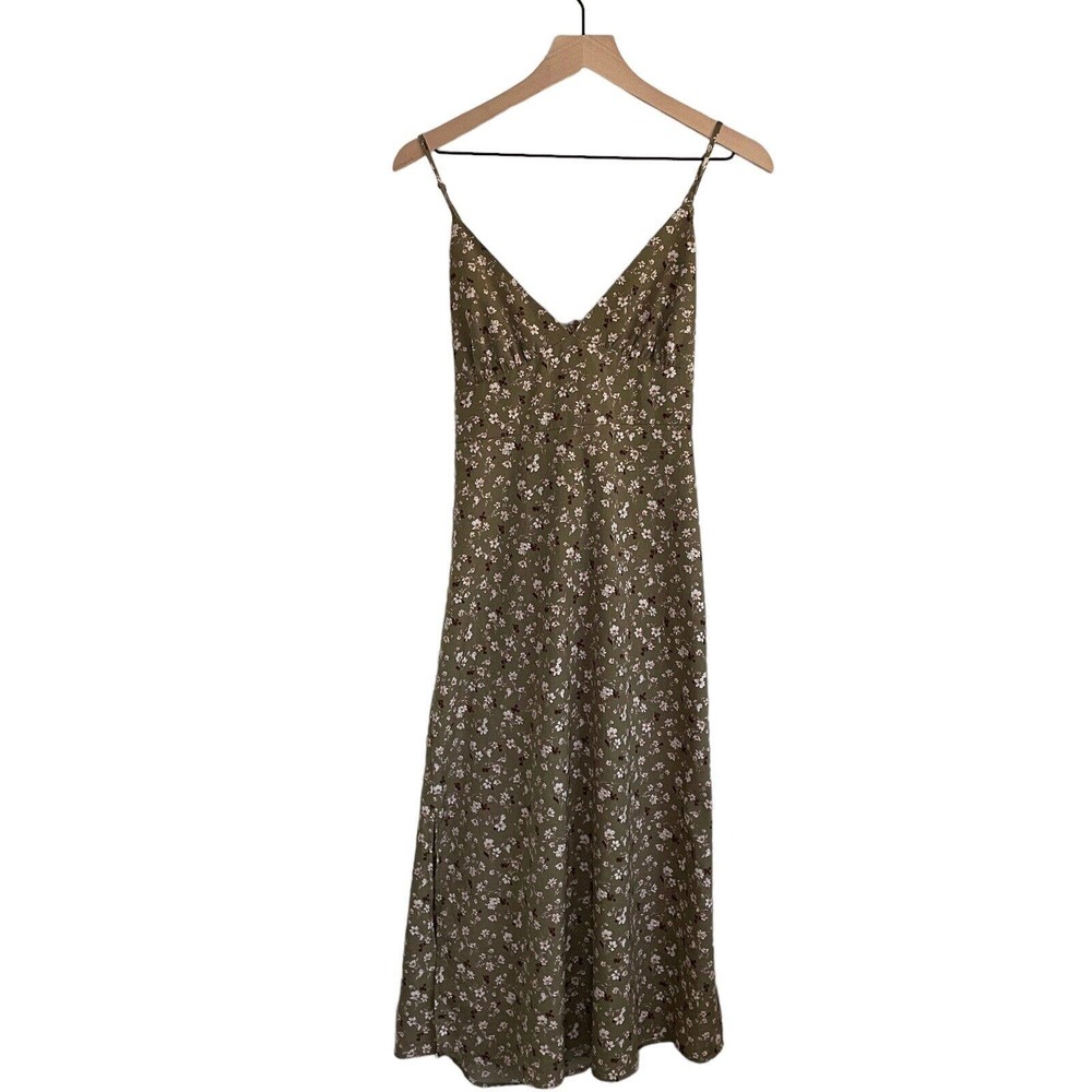 Forever 21 Olive Green Floral Tank Dress Size Medium